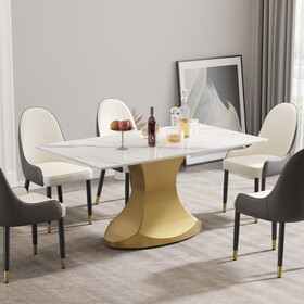 63 "artificial stone white panel golden stainless steel curved legs-can accommodate 6-8 people W1535S00324