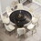 59.05"artificial stone round black metal iron base dining table-can accommodate 8 people-31.5"black artificial stone turntable(Not including chairs) W1535S00335