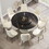 59.05 "black artificial stone round beige plywood PU base dining table-can accommodate 8 people-31.5"black artificial stone turntable (Not including chairs.) W1535S00339