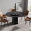 59.05"Modern artificial stone round black carbon steel base dining table-can accommodate 6 people-31.5"black artificial stone turntable W1535S00351