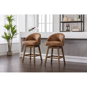 COOLMORE Bar Stools Set of 2 Counter Height Chairs with Footrest for Kitchen, Dining Room and 360 Degree Swivel W1539134919