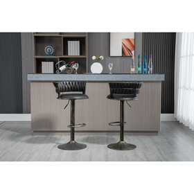 COOLMORE Swivel Bar Stools Set of 2 Adjustable Counter Height Chairs with Footrest, 2PC/SET W153984223