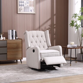 COOLMORE Rocking Recliner Chair,360 Degree Swivel Nursery Rocking Chair,Glider Chair,Modern Small Rocking Swivel Recliner Chair for Bedroom,Living Room Chair Home Theater Seat (Beige) W1539P151225