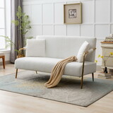 60 inch Modern Teddy Velvet Loveseat Sofa 2 Seater Sofa for Small Spaces White P-W1550115599