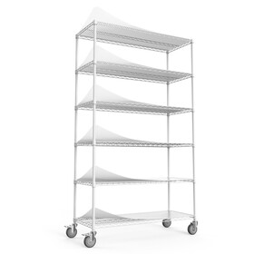 6 Tier Wire Shelving Unit, 6000 LBS NSF Height Adjustable Metal Garage Storage Shelves with Wheels, Heavy Duty Storage Wire Rack Metal Shelves - White - 204882 W1550119262