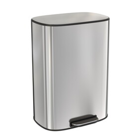 13 Gallon 50L Kitchen Foot Pedal Operated Soft Close Trash Can - Stainless Steel Ellipse Bustbin - S W1550121727