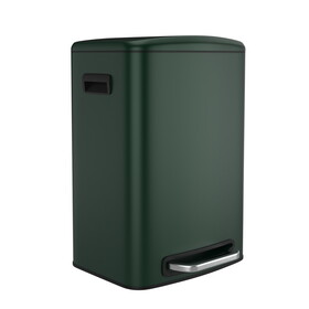 13 Gallon 50L Kitchen Foot Pedal Operated Soft Close Trash Can - Stainless Steel Rectangular Bustbin with 30 Garbage Bags - Green W1550122452