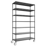 7 Tier Standing Shelf Units, 2800 LBS NSF Height Adjustable Metal Garage Storage Shelves with Wheels, Heavy Duty Storage Rack Metal Shelves - Black - 7T-2800LBS-BLACK W1550122516