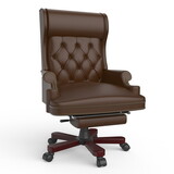 330LBS Executive Office Chair with Footstool, Ergonomic Design High Back Reclining Comfortable Desk Chair - Brown W1550137139