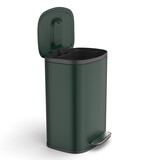 Curved Surface 13 Gallon 50L Kitchen Foot Pedal Operated Soft Close Trash Can - Stainless Steel Rectangular Bustbin with 30 Garbage Bags - Green W1550137558