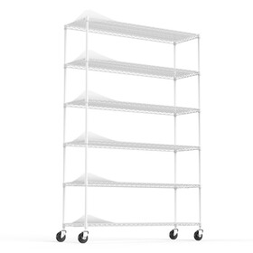 6 Tier Wire Shelving Unit, 6000 LBS NSF Height Adjustable Metal Garage Storage Shelves with Wheels, Heavy Duty Storage Wire Rack Metal Shelves - White W1550125994