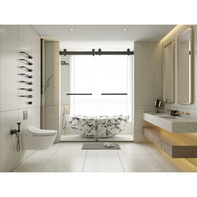 for 56-60 inches *76 inches Frameless Double Sliding Soft-Close Shower Door, 3/8 inches (10mm) Thick SGCC Tempered Glass Door with Explosion-Proof Film (just glass) W1552P143500
