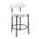 Woker Furniture Modern Counter Height Stools Set of 2, Uphsoltered 26" Seat Height Barstools with Black Metal Legs Round Low Back Kitchen Stools with Footrest for Dining Room, White W1567P147206