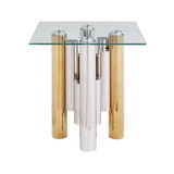 Stainless Steel Square Glass End Table for Living Room- 20