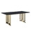 Contemporary Dining Table with Lauren Gold Black Top, Brushed Brass Metal Base, 71" W x 35" D x 30" H, Black+Brushed Brass W1567S00011