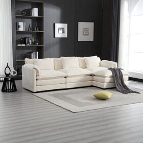 Modern Large boucle Fabric L-Shape Sectional Sofa