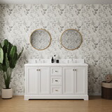 Vanity Sink Combo featuring a Marble Countertop, Bathroom Sink Cabinet, and Home Decor Bathroom Vanities - Fully assembled White 60-inch Vanity with Sink 23V02-60WH W1573118514