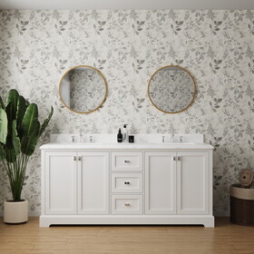 Vanity Sink Combo featuring a Marble Countertop, Bathroom Sink Cabinet, and Home Decor Bathroom Vanities - Fully assembled White 72-inch Vanity with Sink 23V02-72WH W1573118517