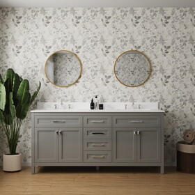 Vanity Sink Combo featuring a Marble Countertop, Bathroom Sink Cabinet, and Home Decor Bathroom Vanities - Fully assembled White 72-inch Vanity with Sink 23V03-72GR W1573121483