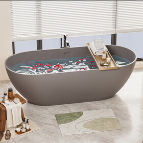 Immerse Yourself in Unmatched Luxury with Our Handcrafted Solid Surface Freestanding Bathtub - Perfect for Relaxation and Rejuvenation - 63*29.5 23S03-63MG