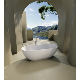 Luxury Handcrafted Stone Resin Freestanding Soaking Bathtub with Overflow in Matte White, cUPC Certified - 59*29.5 22S03-59GW W1573142950