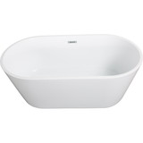 Glossy Acrylic Freestanding Soaking Bathtub with Chrome Overflow and Drain in White, cUPC Certified - 59*31.1 22A02-60 W157367415