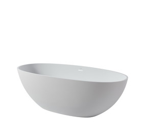 Contemporary Design Solid Surface Freestanding Soaking Bathtub with Overflow in Matte White, cUPC Certified - 65*29.5 22S06-65 W157381053