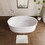 65" Freestanding Solid Surface Bathtub, Stone Resin Freestanding Bath Tub with Overflow and Pop-up Drain, Matte White 24S08-65MW W1573P180444