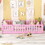 Twin Size Bed Floor Bed with Safety Guardrails and Door for Kids, Pink W1580110509