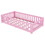 Twin Size Bed Floor Bed with Safety Guardrails and Door for Kids, Pink W1580110509