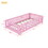 Twin Size Bed Floor Bed with Safety Guardrails and Door for Kids, Pink W1580110509