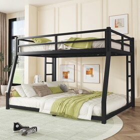 Metal Full XL over Queen Bunk Bed for Teens and Adults,Space-Saving/Noise Reduced/No Box Spring Needed, Black W1580P207281