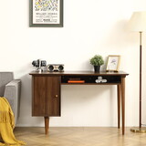 Small Desk with 47.24 inch, Modern Walnut Finish, Solid Wood Legs - Suitable for Home and Office Use W1581115568