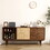 Two Door Four Drawer Cabinet with Natural Rattan Weaving - Black Walnut/Natural Vine MDF Sideboard,Sideboard Buffet Cabinet. 68.89 inch W158183846