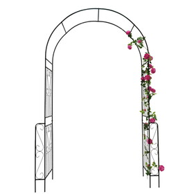 Metal Garden Arch W55" x H94.5" Garden Arbor Trellis Climbing Plants Support Rose Arch Outdoor Arch White W1586138699