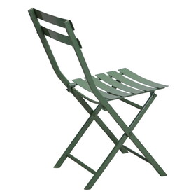 3 Piece Patio Bistro Set of Foldable SquareTable and Chairs, Dark Greem W1586P143162