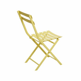 3 Piece Patio Bistro Set of Foldable Square Table and Chairs, Yellow W1586P143173