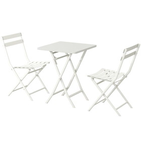 3 Piece Patio Bistro Set of Foldable Square Table and Chairs, White W1586P143181