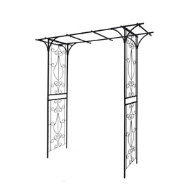 Metal Garden Arch L80.3" x W20.47" x H81.1" Climbing Plants Support Rose Arch Outdoor Black W1586P148590