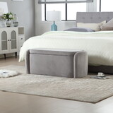 COOLMORE Storage Ottoman,Bedroom End Bench,Upholstered Fabric Storage Ottoman with Safety Hinge, Entryway Padded Footstool, Ottoman Bench for Living Room & Bedroom (Light Gray) W1588P194729