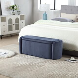 COOLMORE Storage Ottoman,Bedroom End Bench,Upholstered Fabric Storage Ottoman with Safety Hinge, Entryway Padded Footstool, Ottoman Bench for Living Room & Bedroom (Navy) W1588P194734