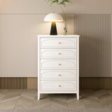 White Contemporary Roman Style, Solid Wood 5 Drawers Chest W1596102258
