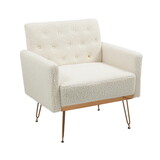 Accent Chair,leisure single sofa with Rose Golden feet,whtte teddy W1597121826