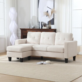 Velvet Sectional Couch with Reversible Chaise, L Shaped Sofa with Ottoman for Small Apartment W1598P191776