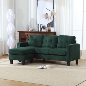 Velvet Sectional Couch with Reversible Chaise, L Shaped Sofa with Ottoman for Small Apartment W1598P191777