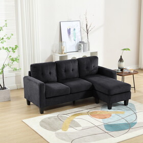 Velvet Sectional Couch, L Shaped Sofa with Ottoman for Small Apartment W1598P191780