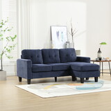 Velvet Sectional Couch, L Shaped Sofa with Ottoman for Small Apartment W1598P191781