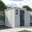 6x6 FT Storage Shed, Waterproof Resin Outdoor Storage Shed with Floor & Window & Lockable Doors and Vents, Tool Shed for Bike, Garden, Backyard,Lawn, All Weather Use, Light Grey W1598S00010