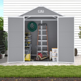 Campcraft 6*5ft resin storage shed, pp material, strong structure, waterproof, rust and UV proof, large storage space, 12mm thick pp board, HD window lighting W1598S00012