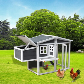 Wooden Chicken Coop,Waterproof Outdoor Large Chicken House for 4 Chickens, with a Removable Tray,Nesting Box, Wire Fence, and Other Compartments. W1625137504